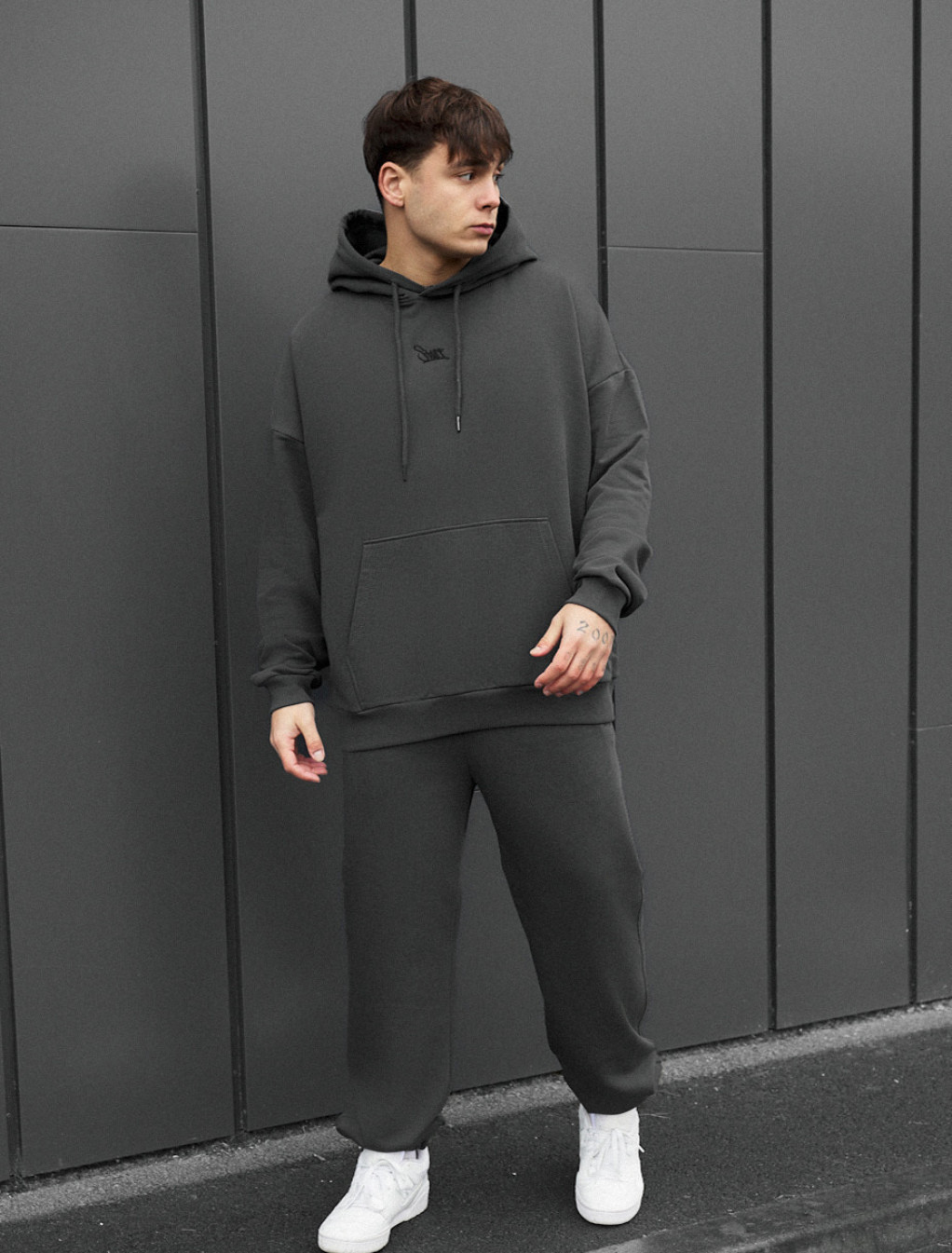 Costum de trening Staff sei logo dark gray oversize