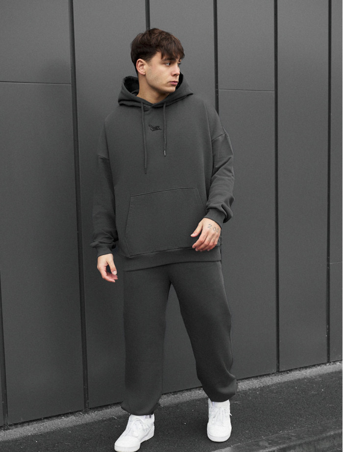 Costum de trening Staff sei logo dark gray oversize