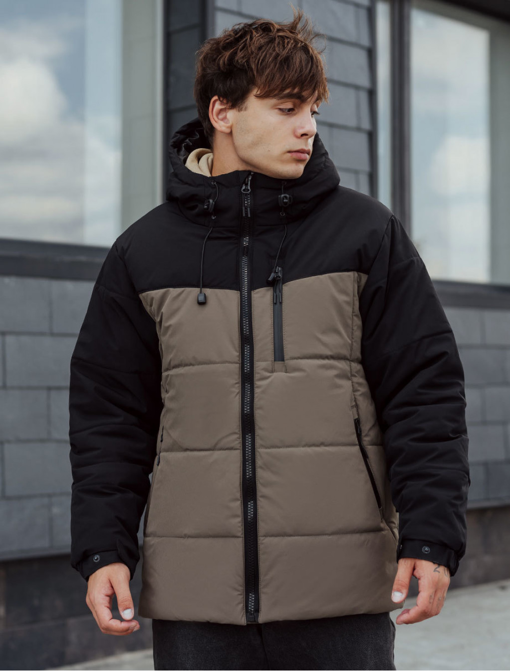 Geacă de iarnă Staff pl khaki & black