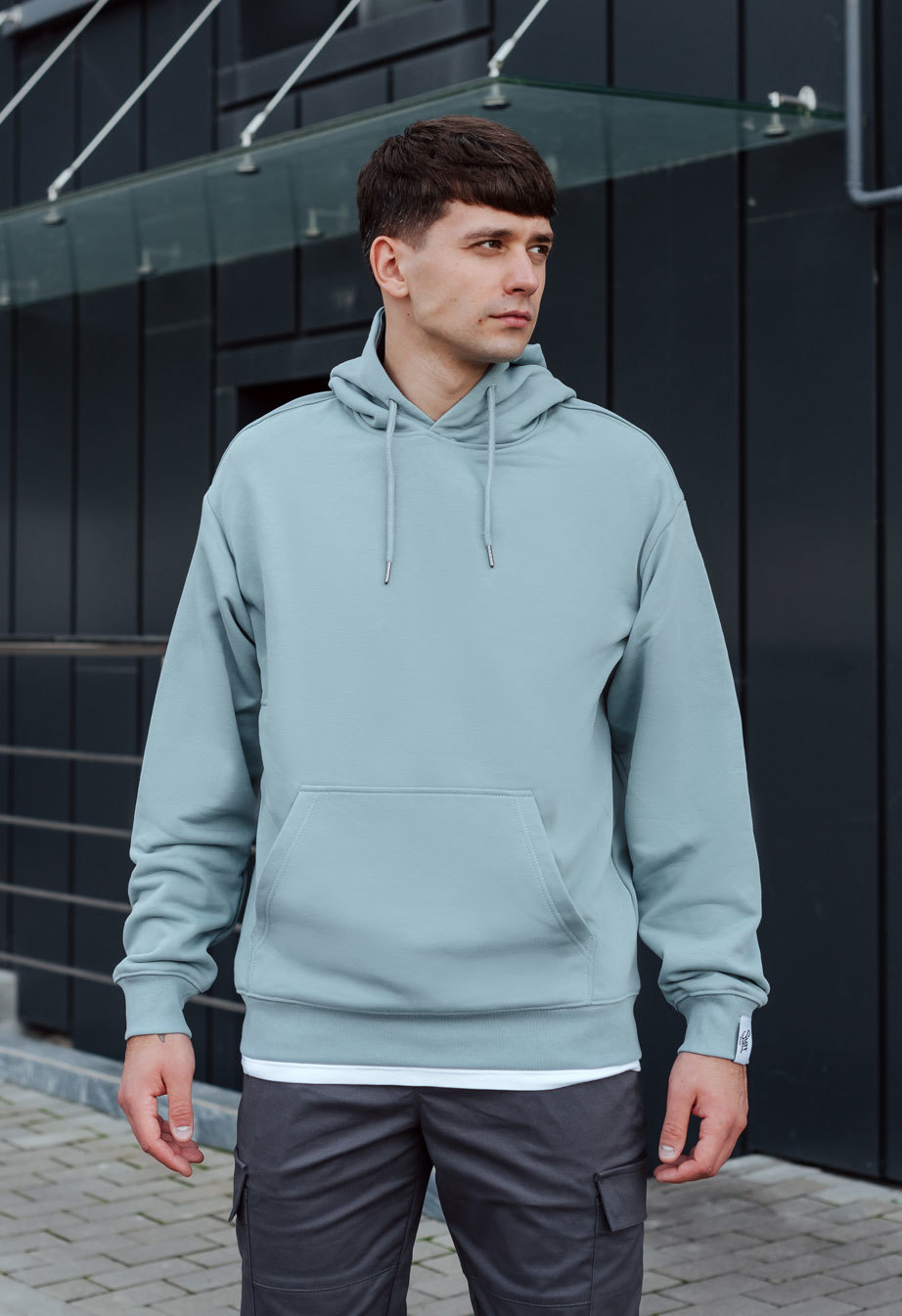Hanorac Staff light blue basic oversize fleece