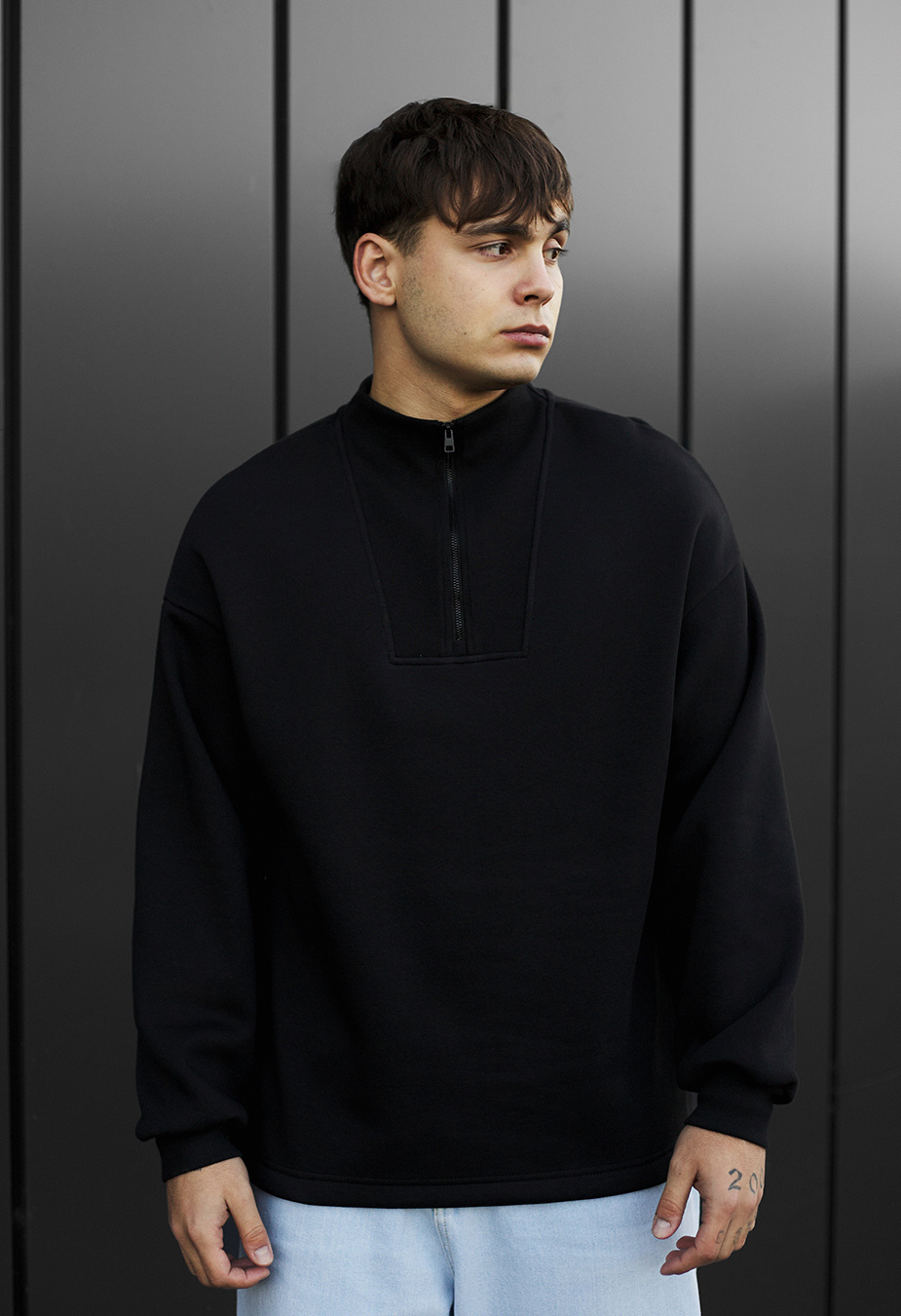 Bluză de trening Staff black zip oversize fleece