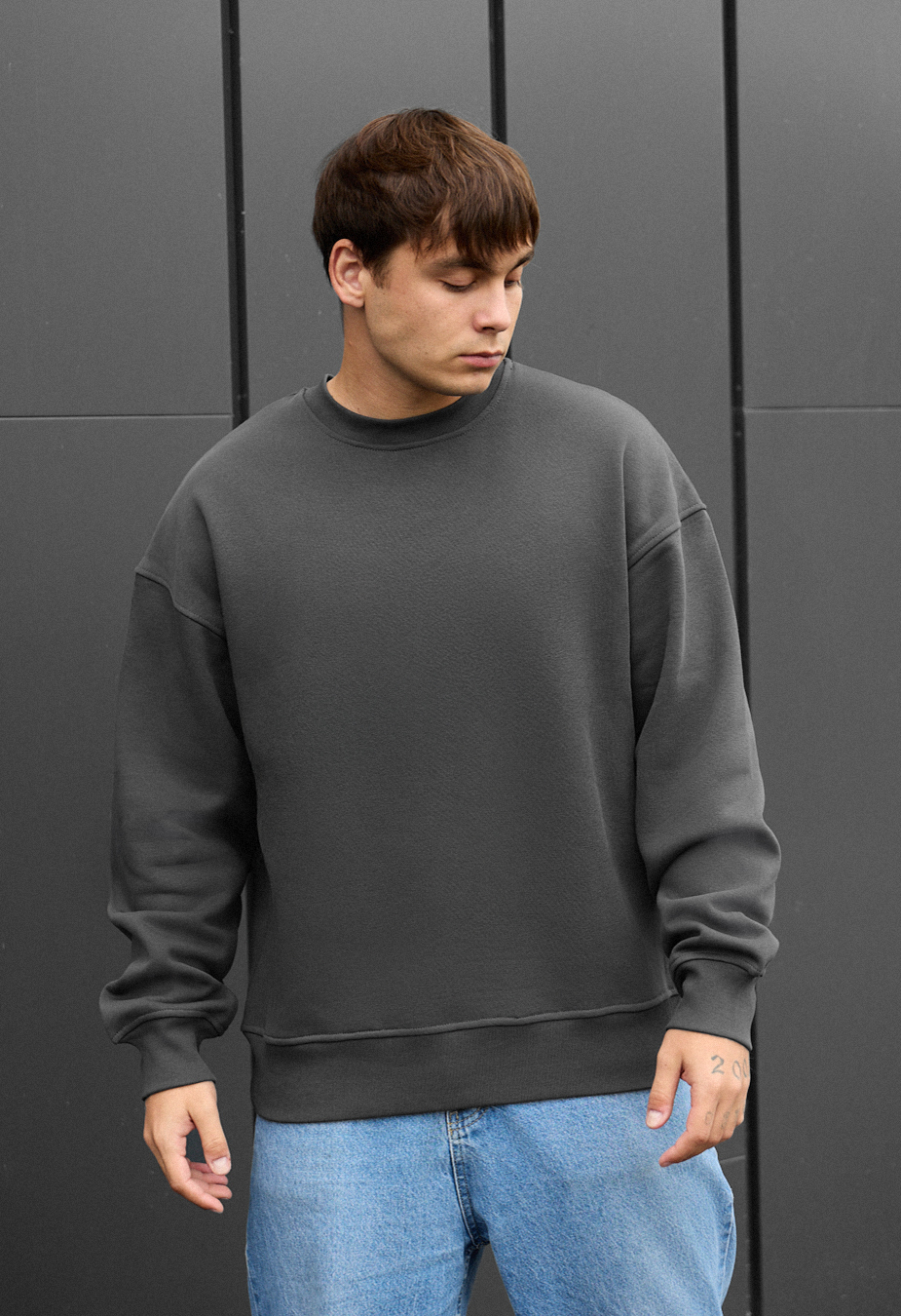 Bluză de trening Staff dark gray2 oversize fleece