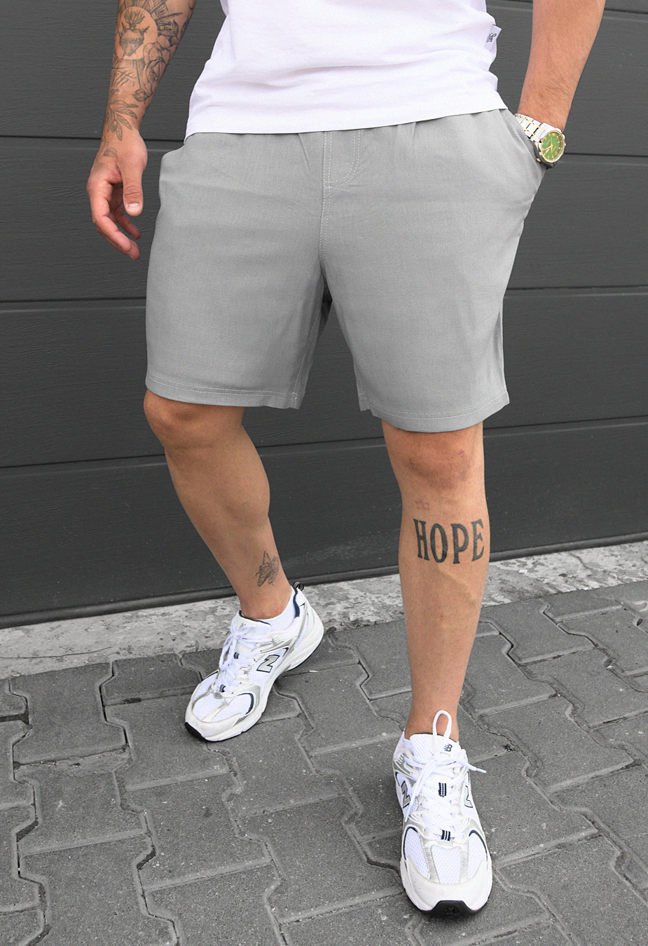 Pantaloni chinos scurți Staff wi light gray