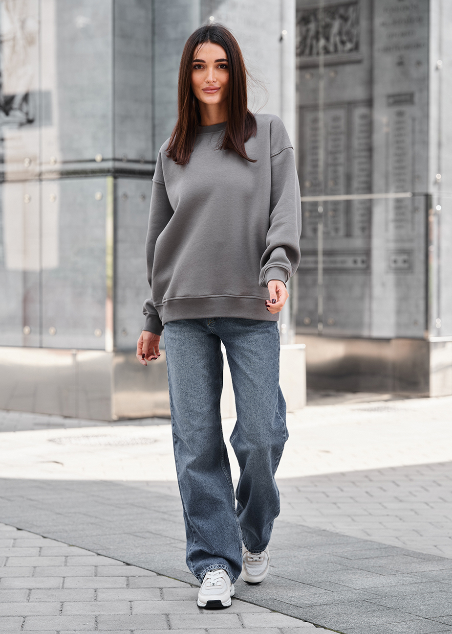 Bluză de trening de damă Staff gray oversize fleece