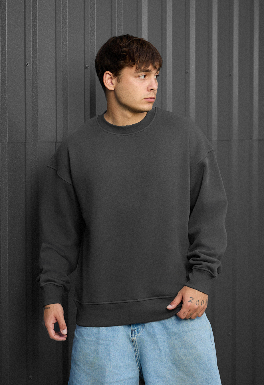 Bluză de trening Staff dark gray oversize fleece