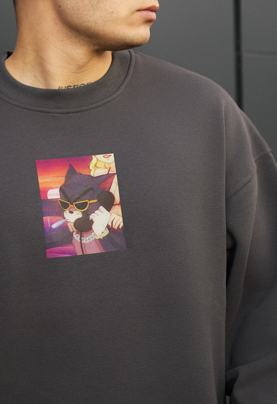 Bluză de trening Staff busy cat oversize fleece