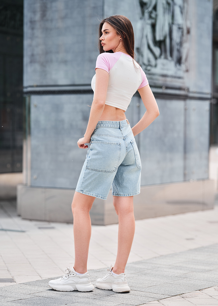 Pantaloni scurți din denim de damă Staff 21 light blue