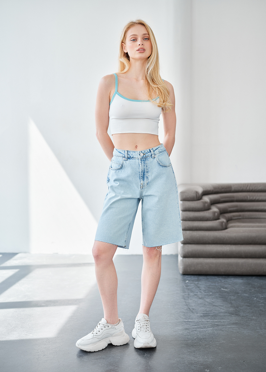 Pantaloni scurți din denim de damă Staff 17 light blue