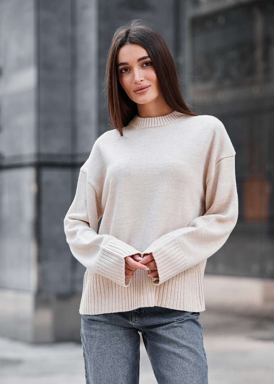 Pulover de damă Staff oli light beige oversize