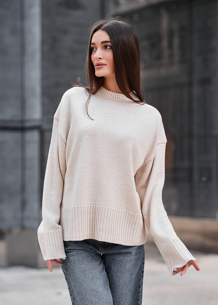 Pulover de damă Staff oli light beige oversize