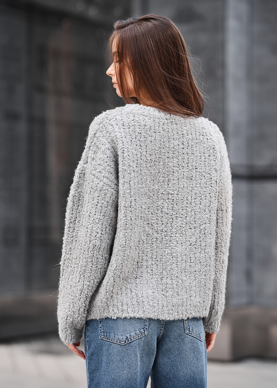 Pulover tricotat de damă Staff gi light gray oversize