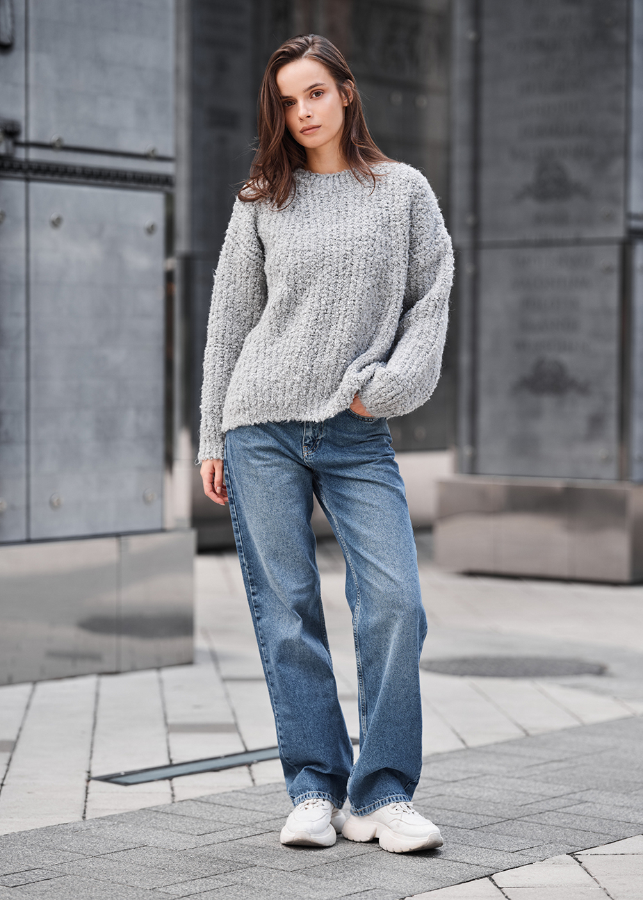 Pulover tricotat de damă Staff gi light gray oversize