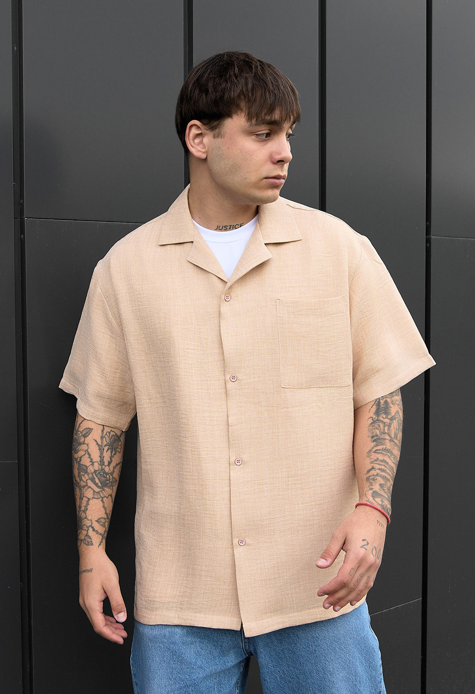 Cămașă Staff mai beige oversize