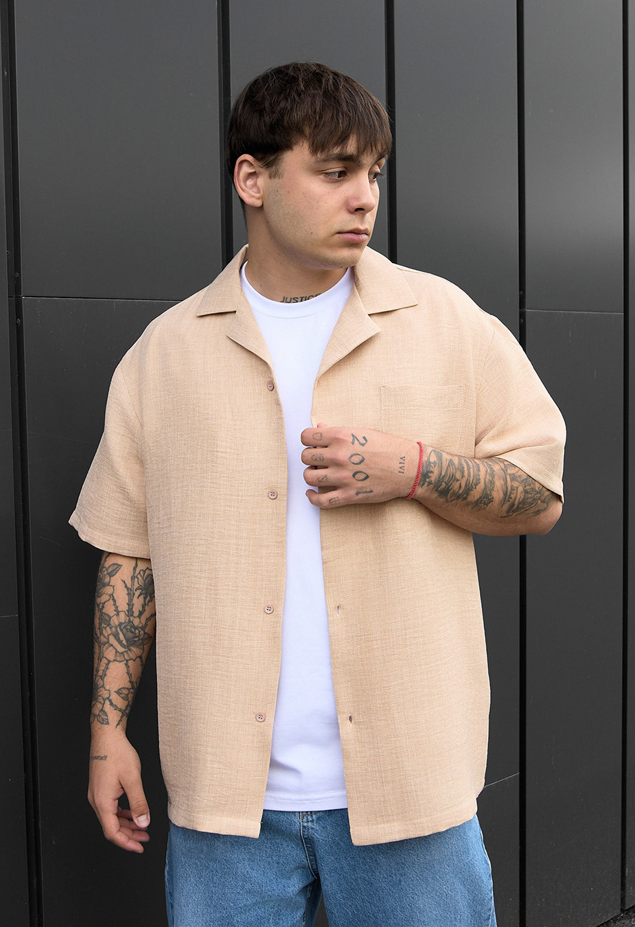 Cămașă Staff mai beige oversize