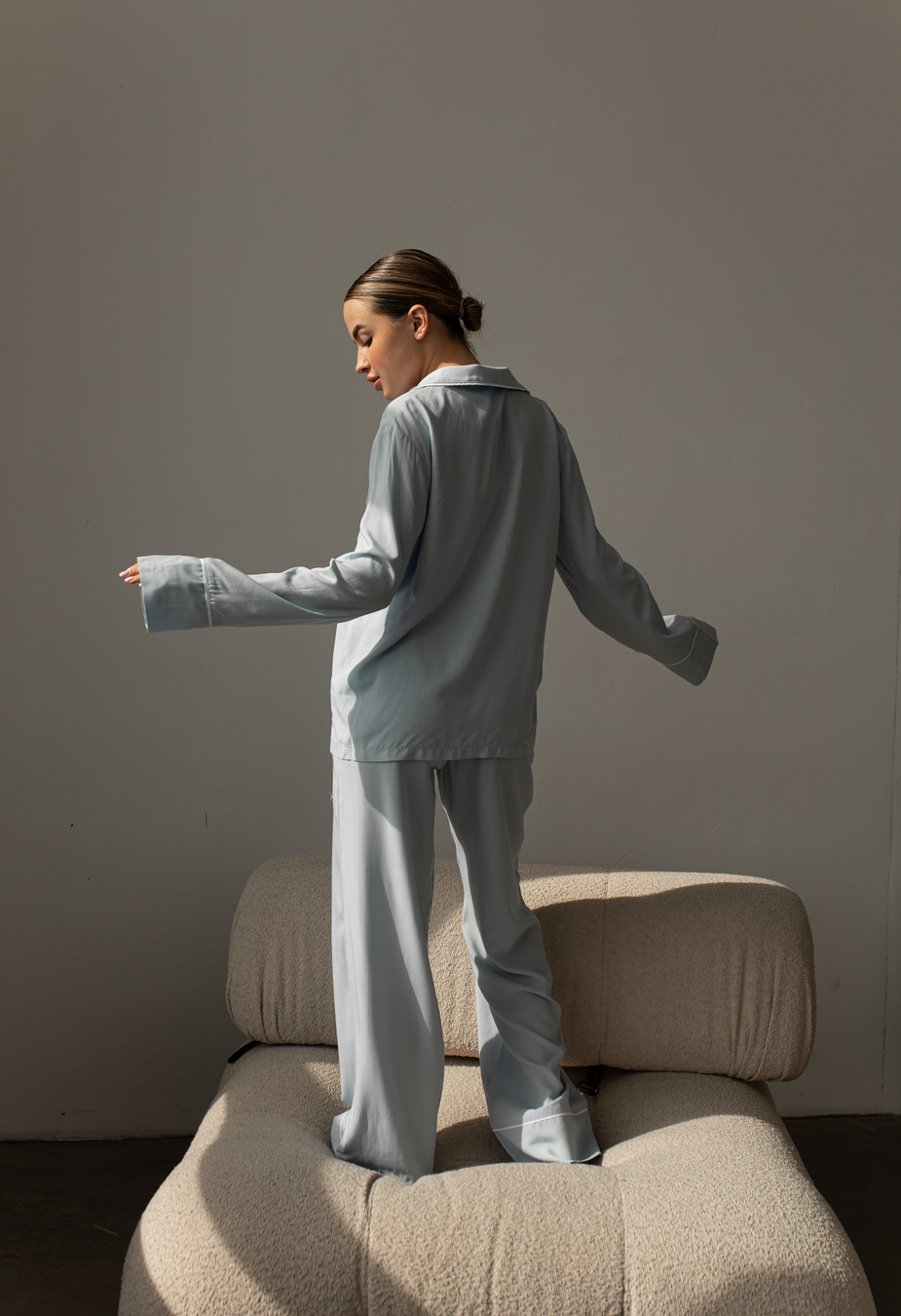 Pijamale de damă Staff vis light blue