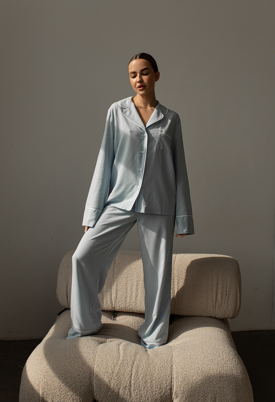 Pijamale de damă Staff vis light blue