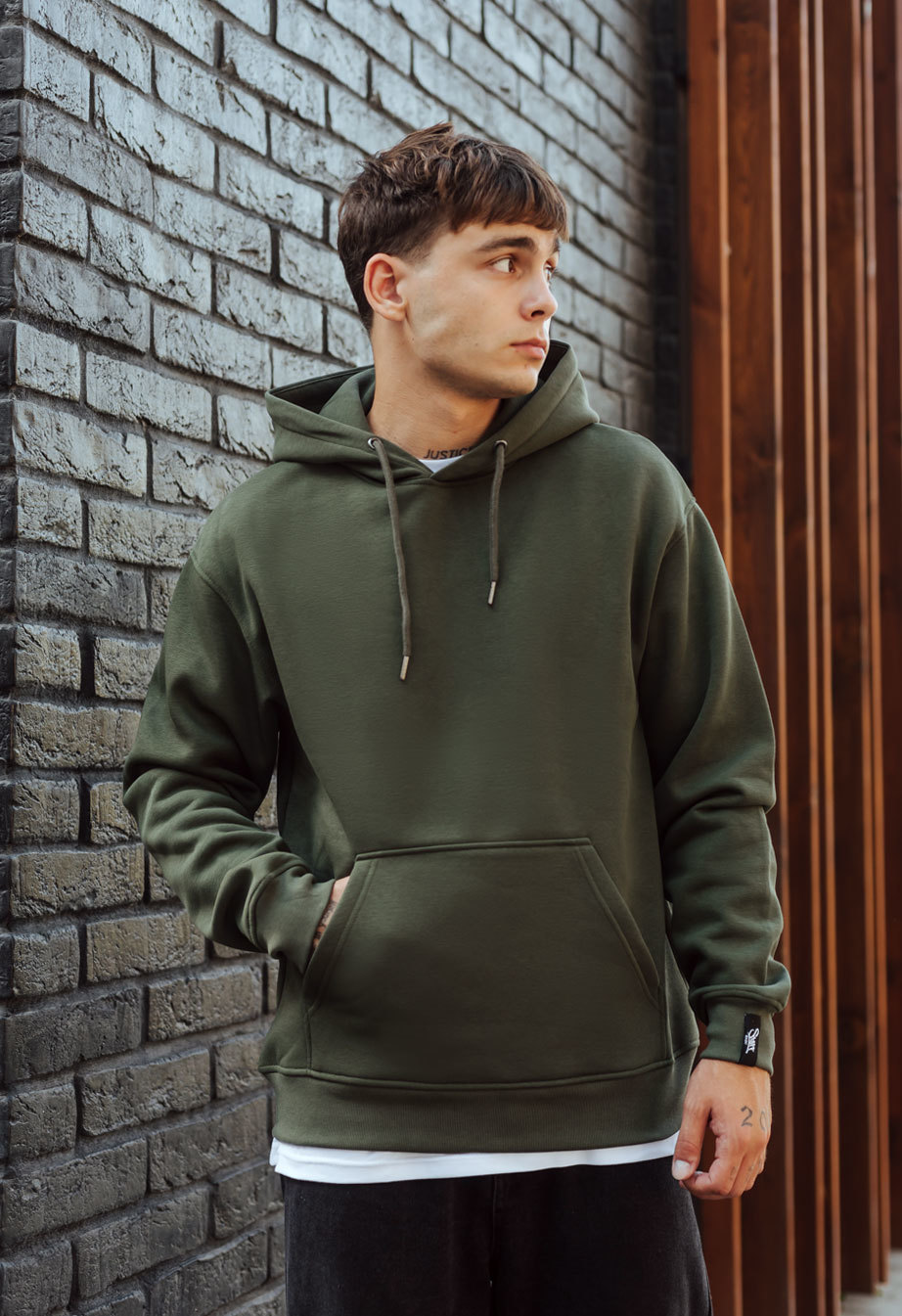Hanorac Staff khaki basic oversize fleece