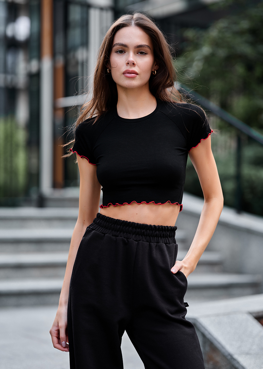 Top de damă Staff ma black & red