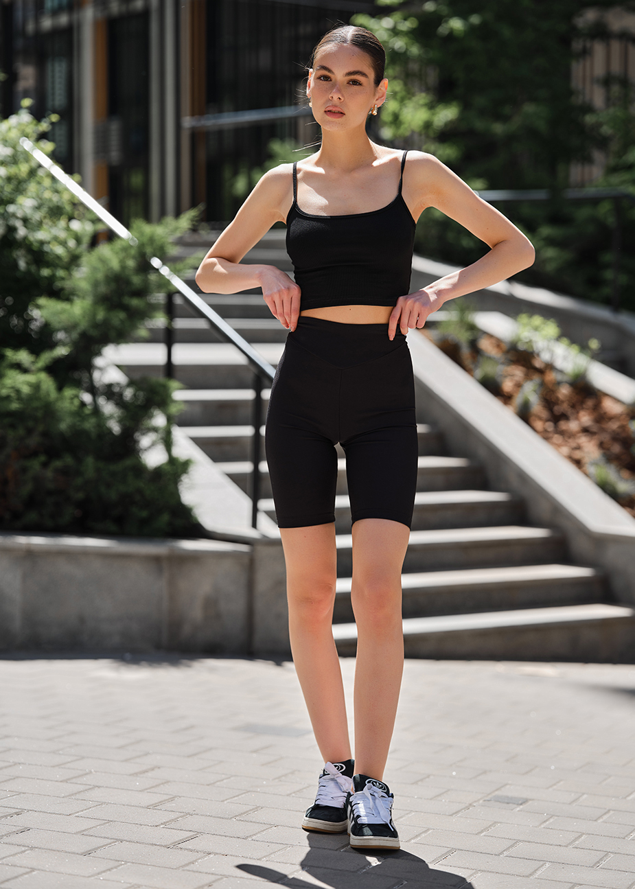 Pantaloni scurți de ciclism de damă Staff mu black