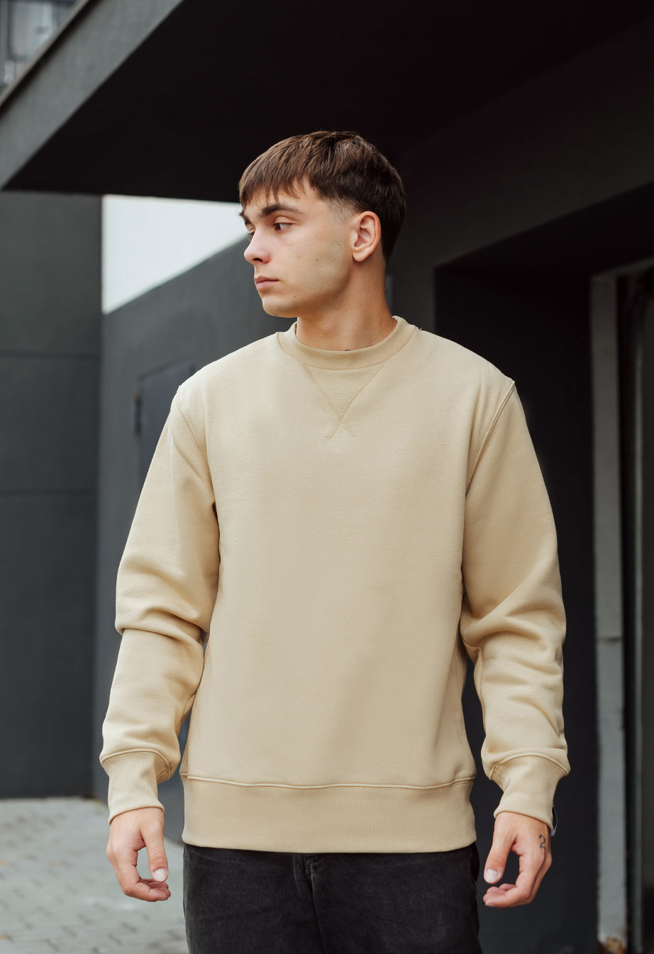 Bluză de trening Staff beige basic fleece