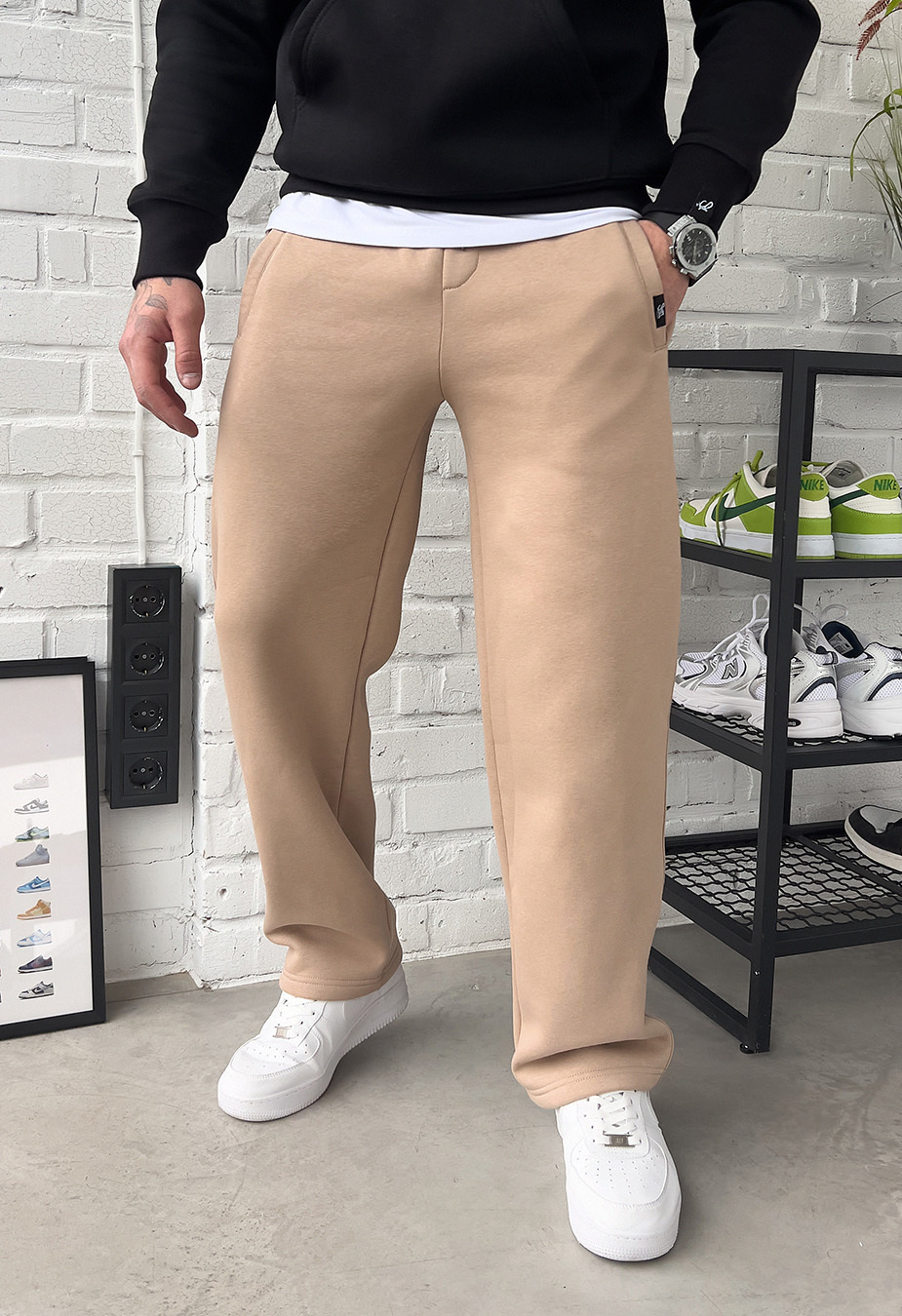 Pantaloni de trening Staff jog beige fleece