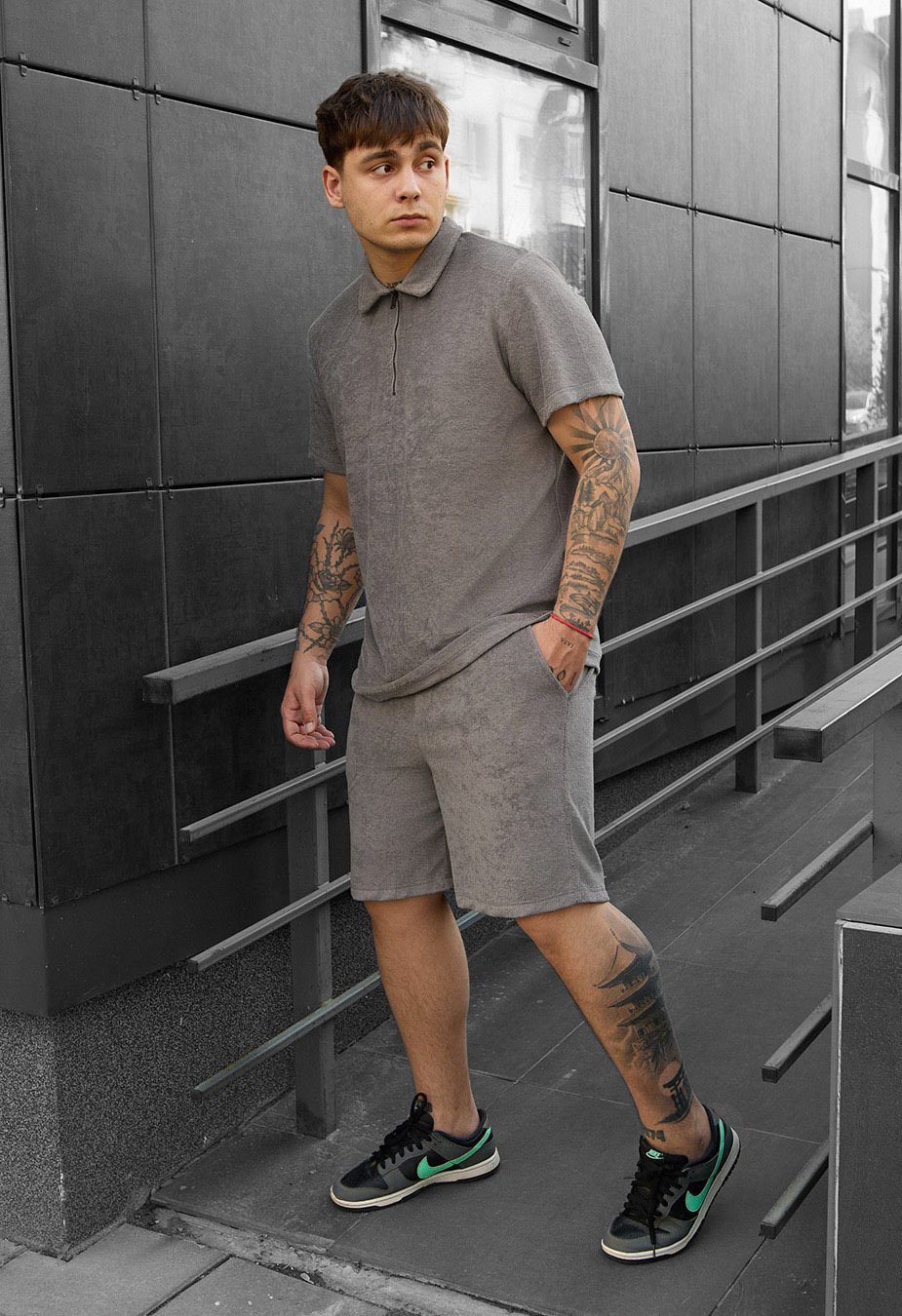 Set de vară tricou + pantaloni scurți Staff ch gray
