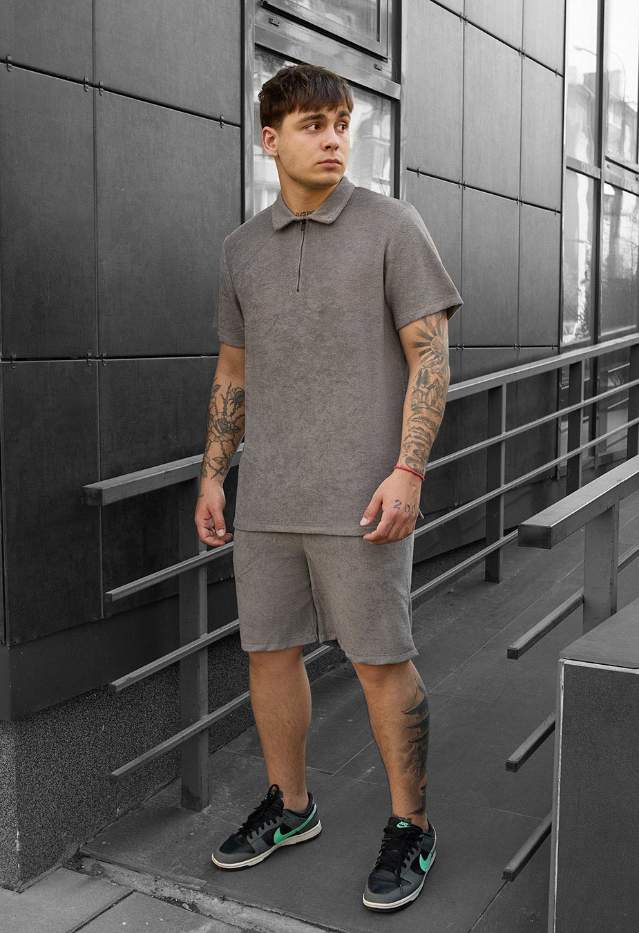 Set de vară tricou + pantaloni scurți Staff ch gray