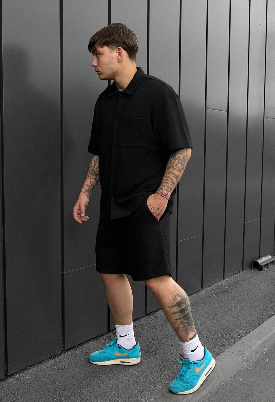 Set cămașă de vară + pantaloni scurți Staff en black