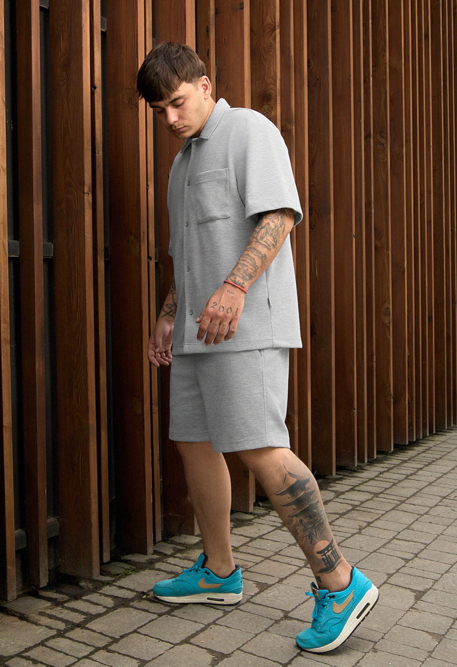 Set cămașă de vară + pantaloni scurți Staff en light gray