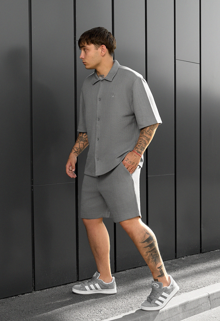 Set cămașă de vară + pantaloni scurți Staff of gray