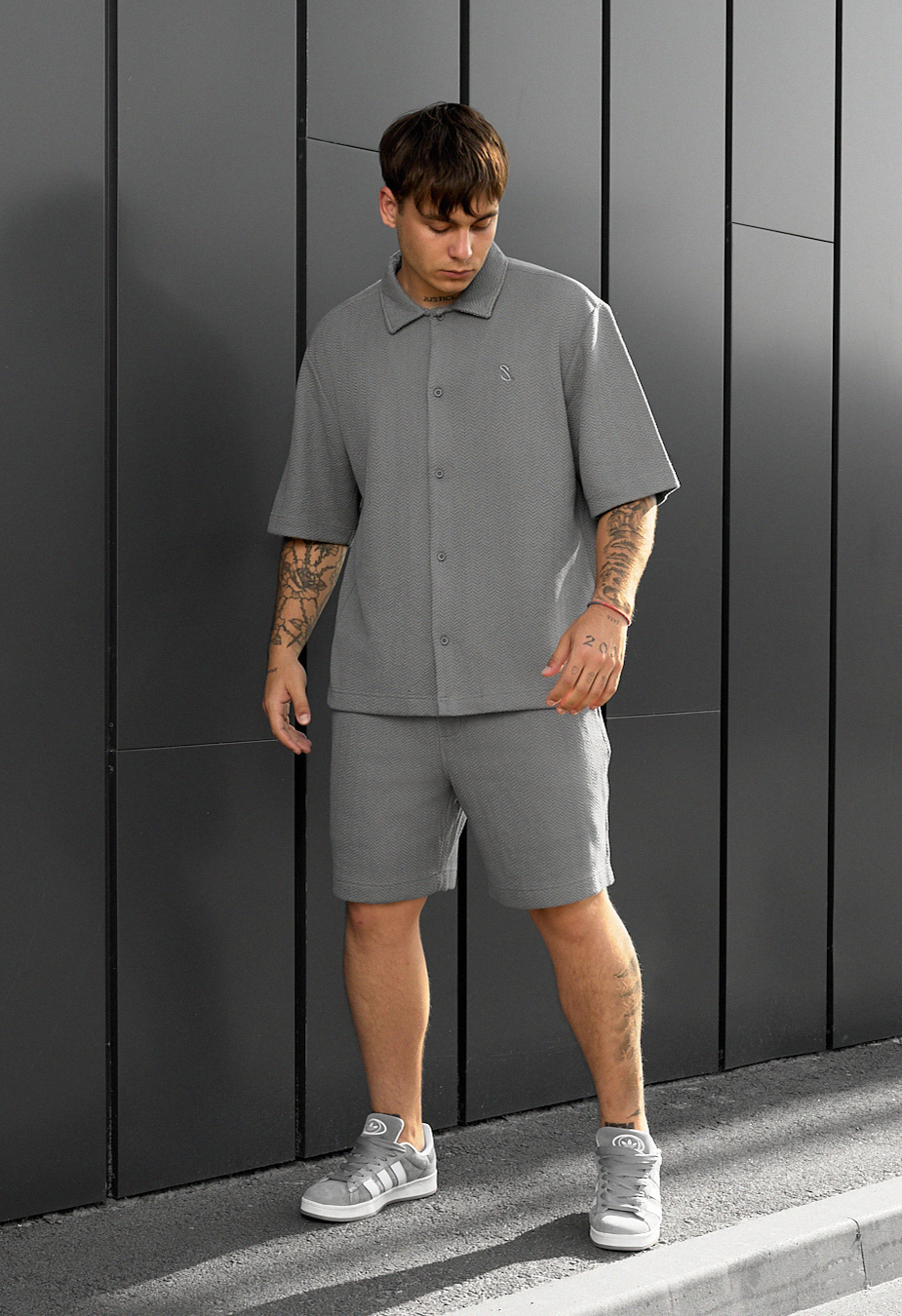 Set cămașă de vară + pantaloni scurți Staff of gray