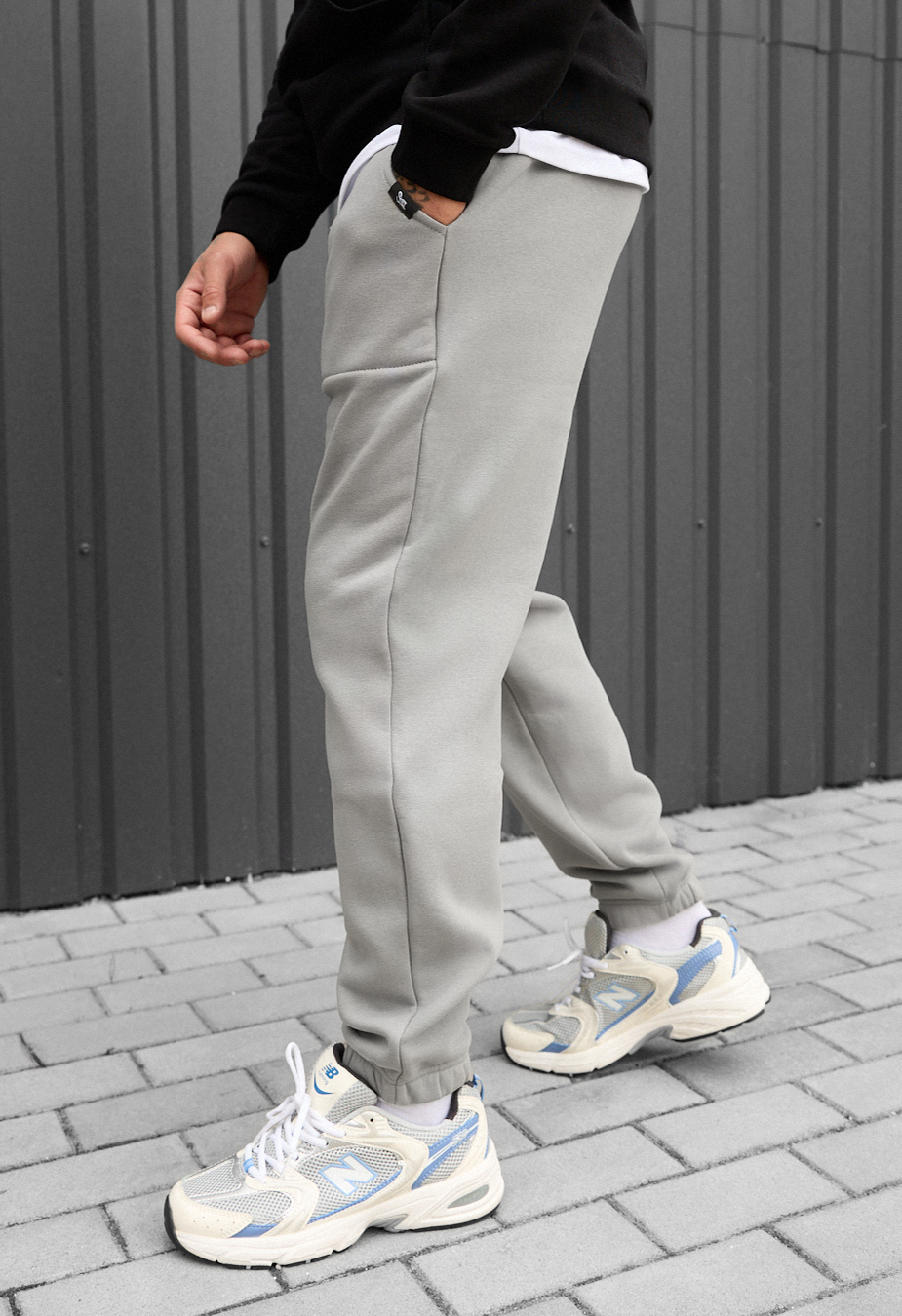 Pantaloni de trening Staff light gray fleece