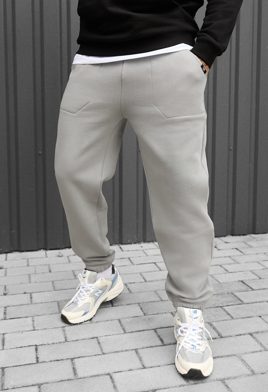 Pantaloni de trening Staff light gray fleece