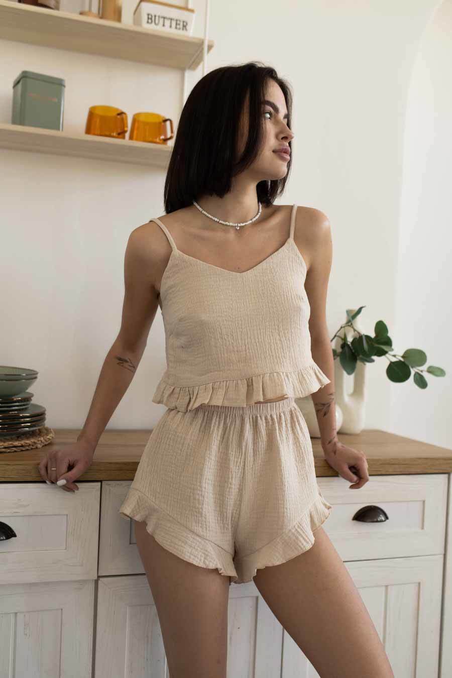 Pijamale de damă Staff eu beige