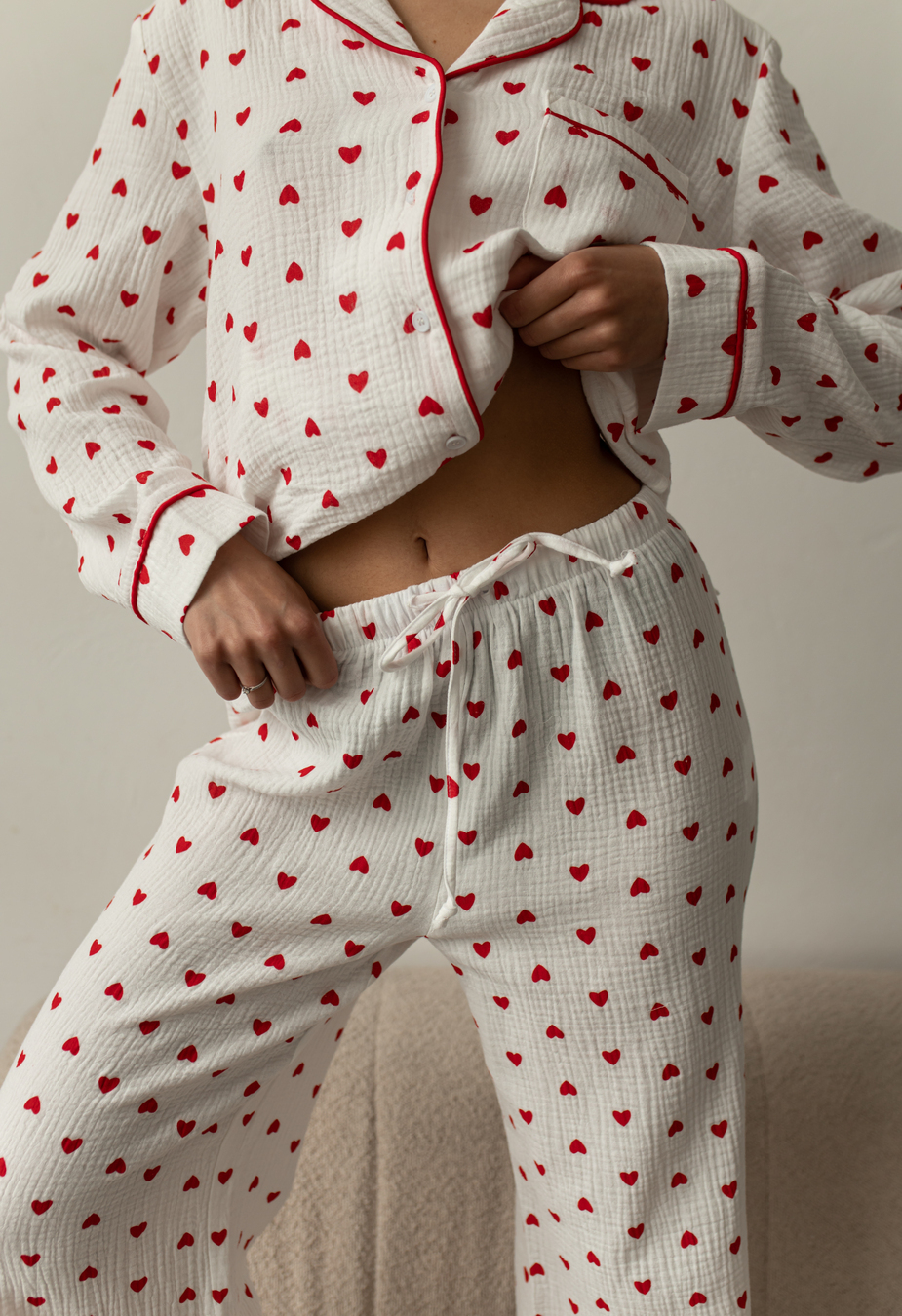 Pijamale de damă Staff am hearts red
