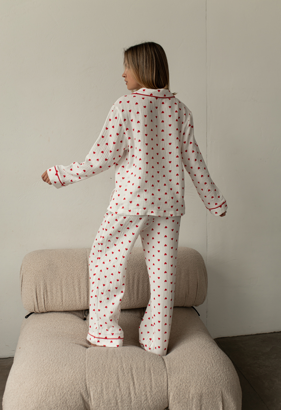 Pijamale de damă Staff am hearts red
