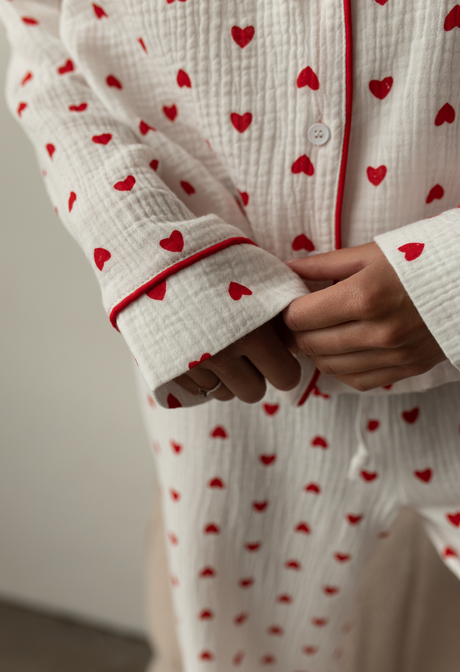 Pijamale de damă Staff am hearts red
