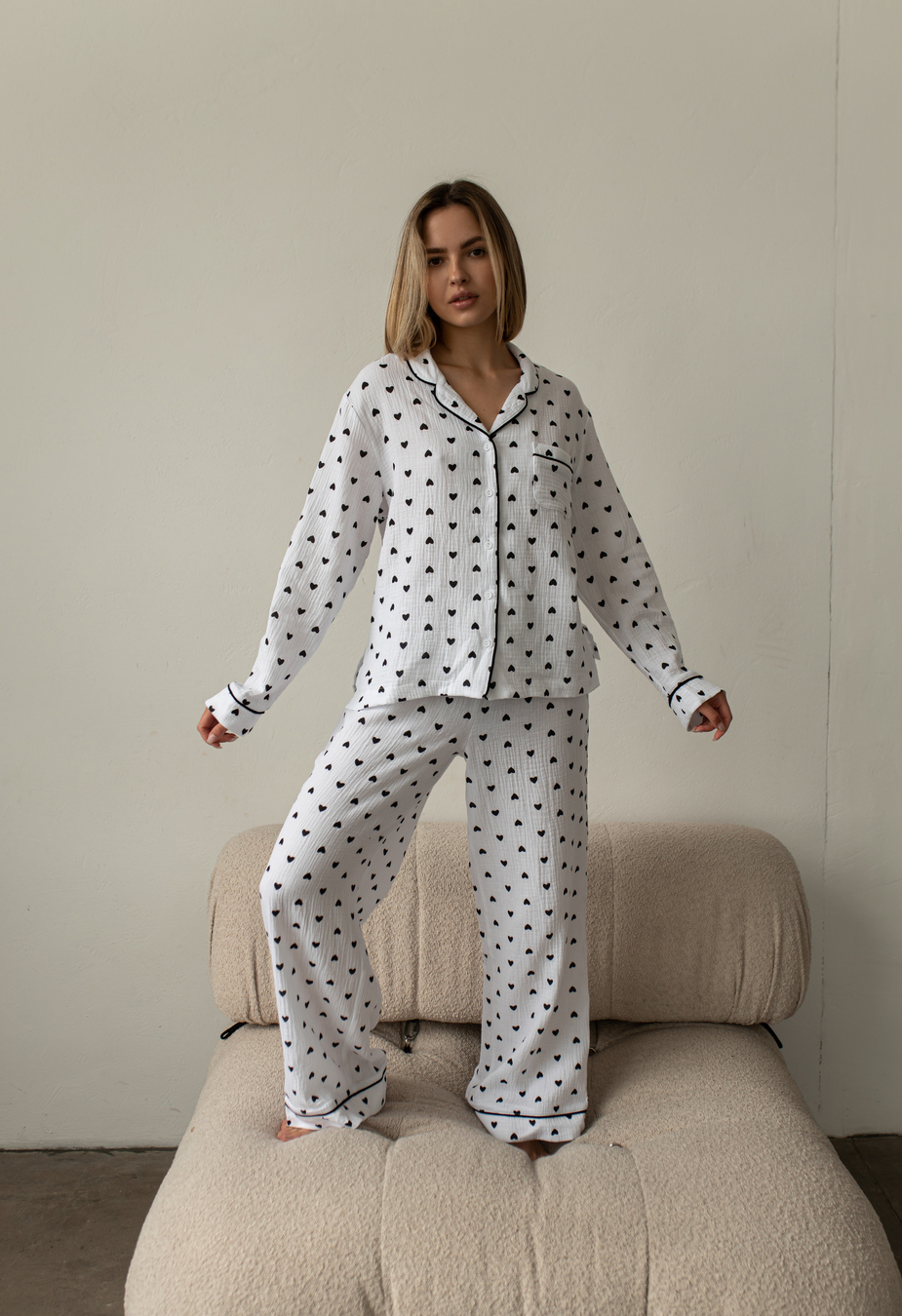 Pijamale de damă Staff am hearts black