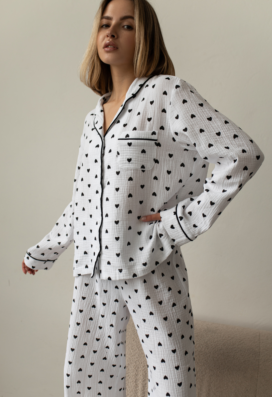 Pijamale de damă Staff am hearts black