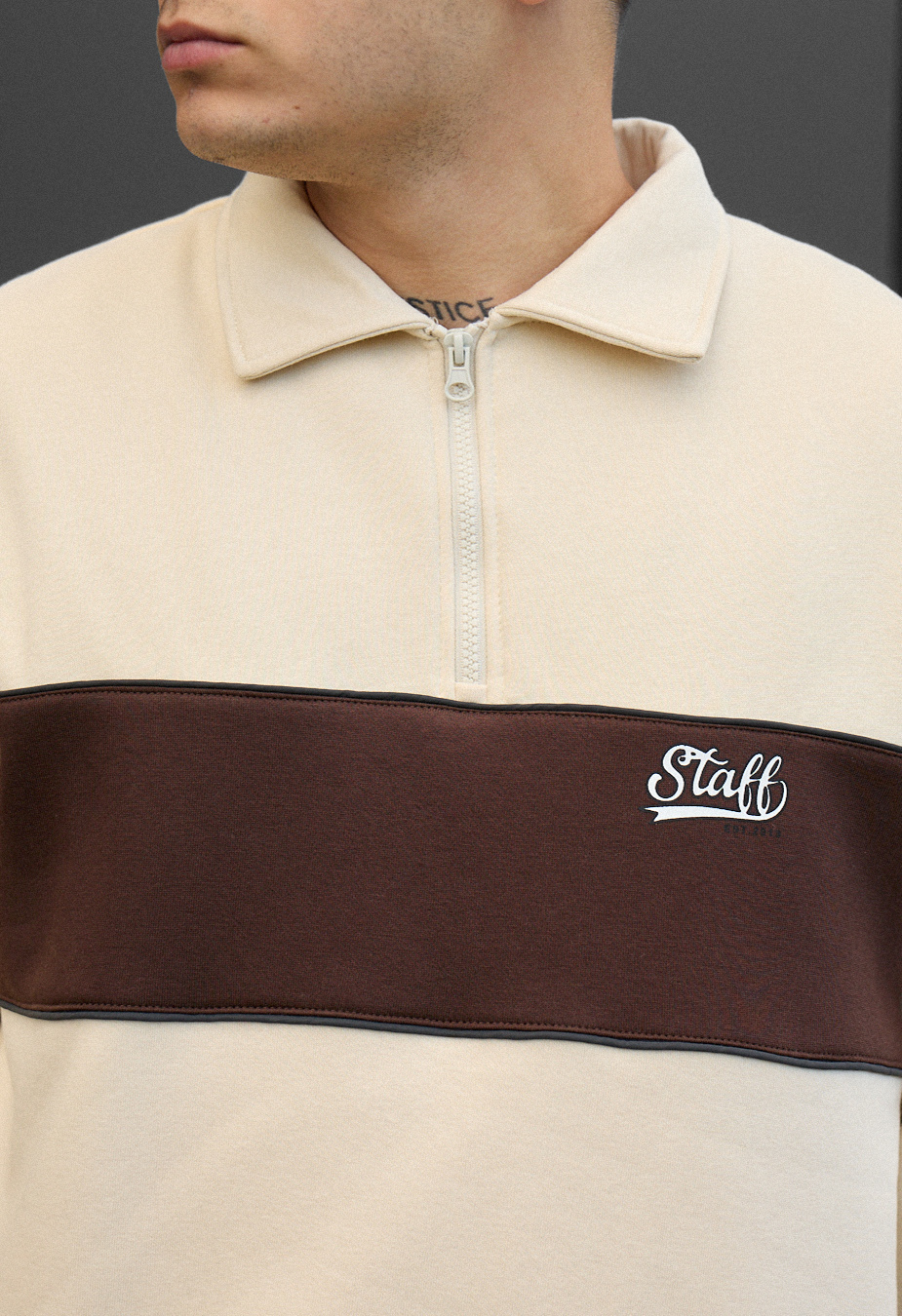 Bluză de trening Staff milk & brown oversize fleece