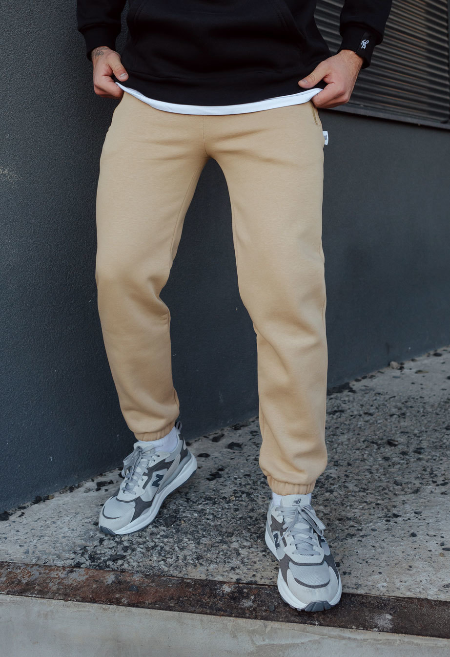 Pantaloni de trening Staff beige fleece