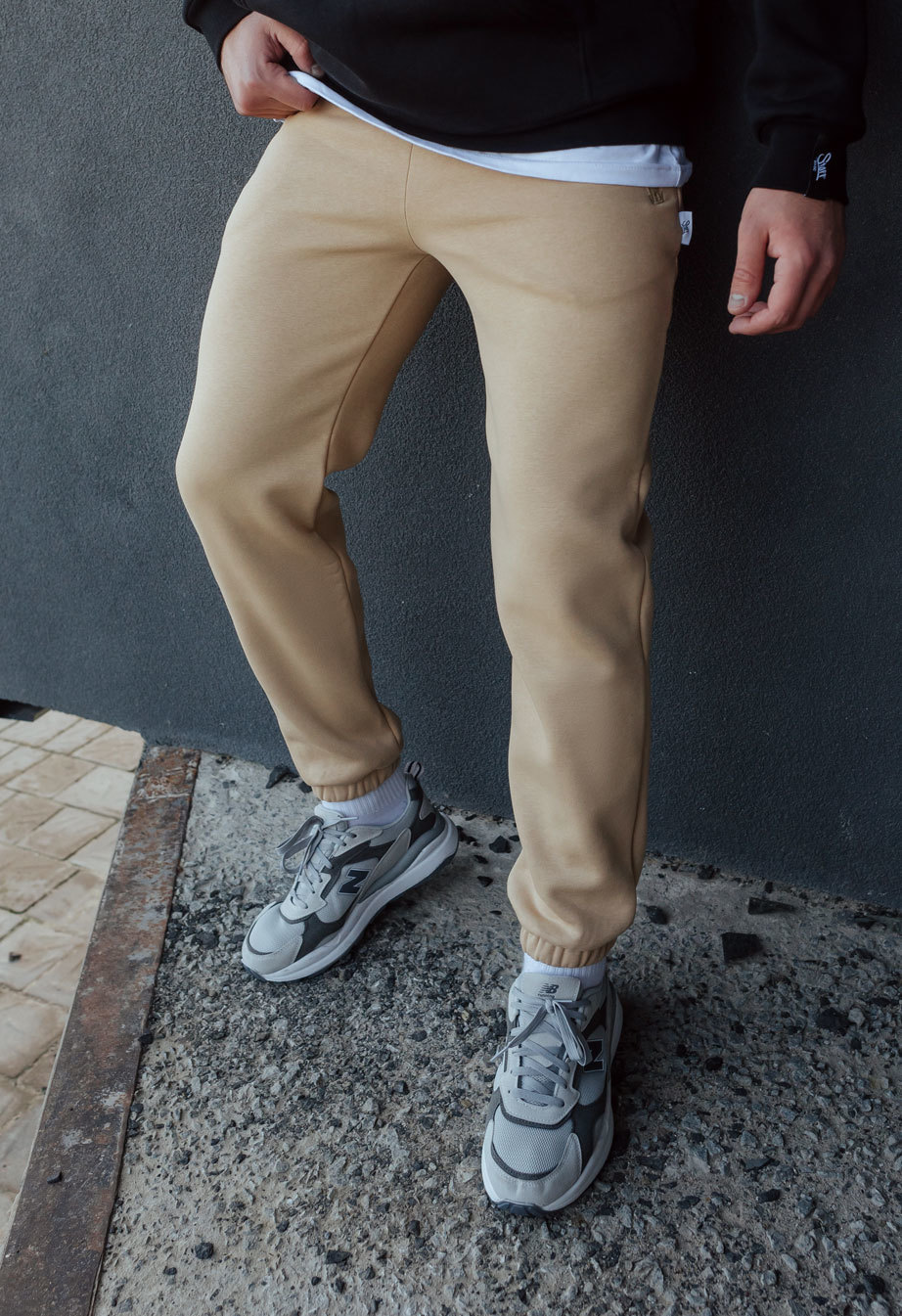 Pantaloni de trening Staff beige fleece