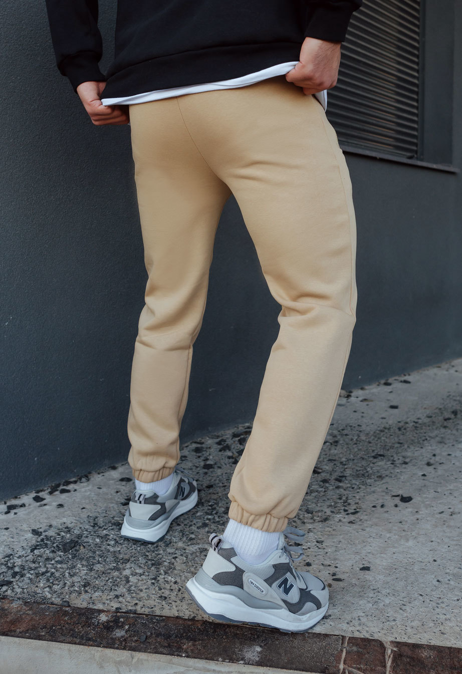 Pantaloni de trening Staff beige fleece