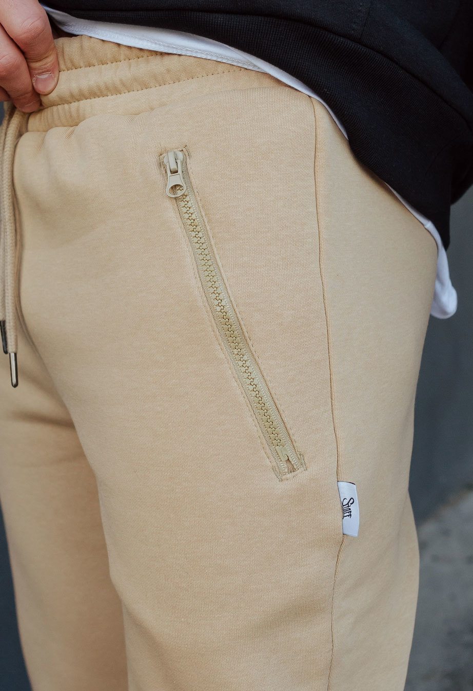Pantaloni de trening Staff beige fleece