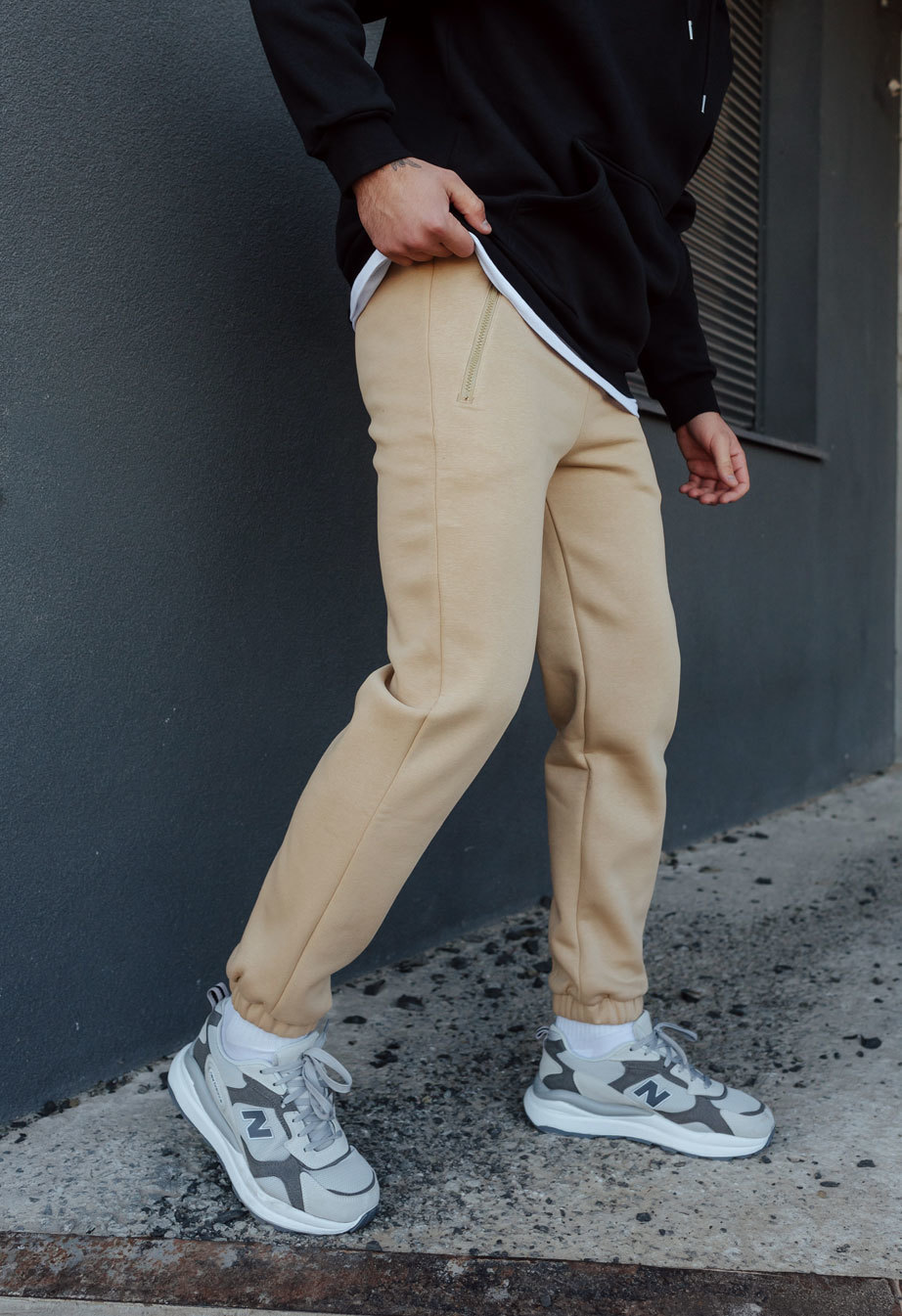 Pantaloni de trening Staff beige fleece