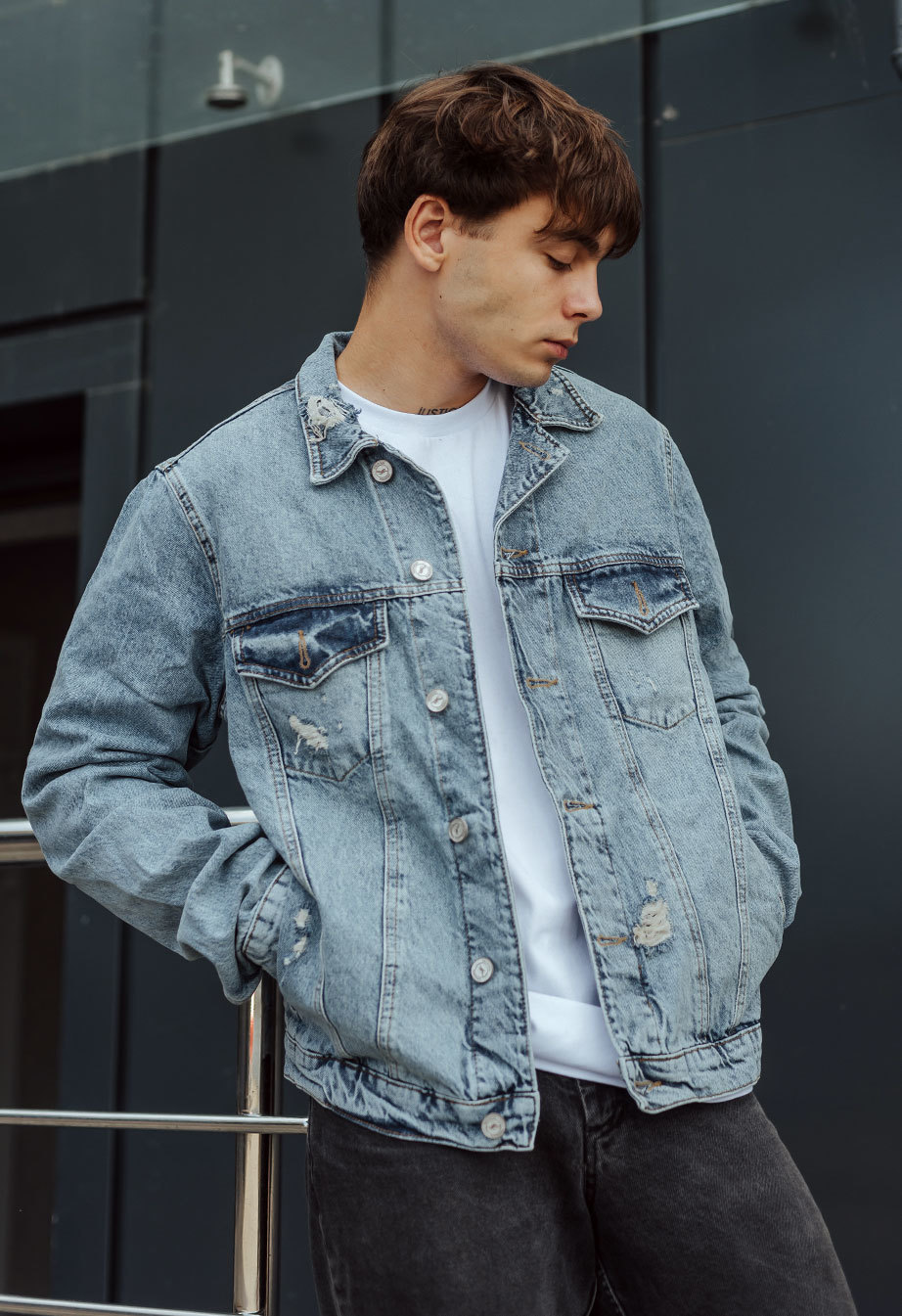 Jachetă din denim Staff 02 light blue