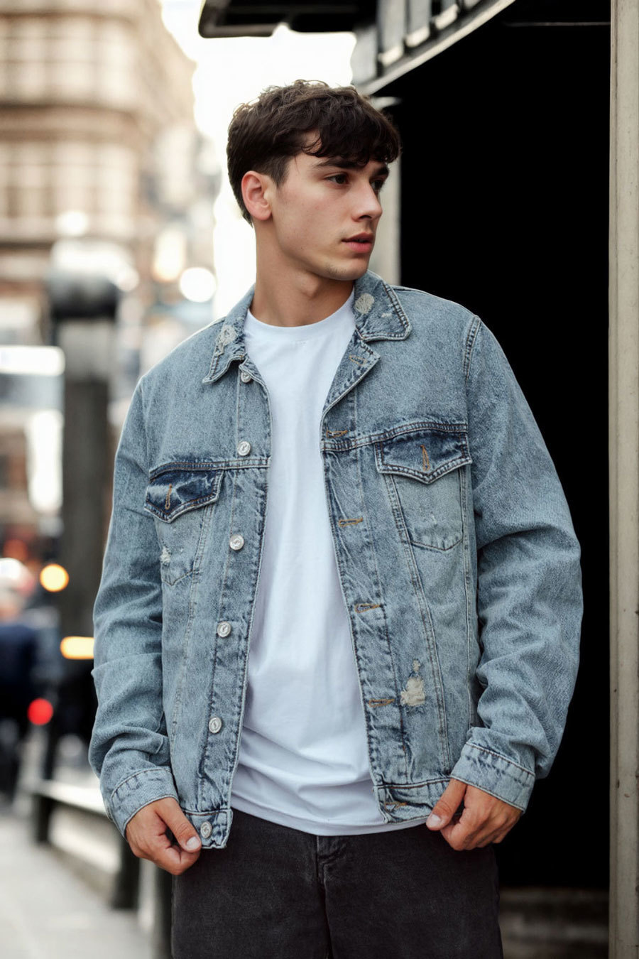 Jachetă din denim Staff 02 light blue