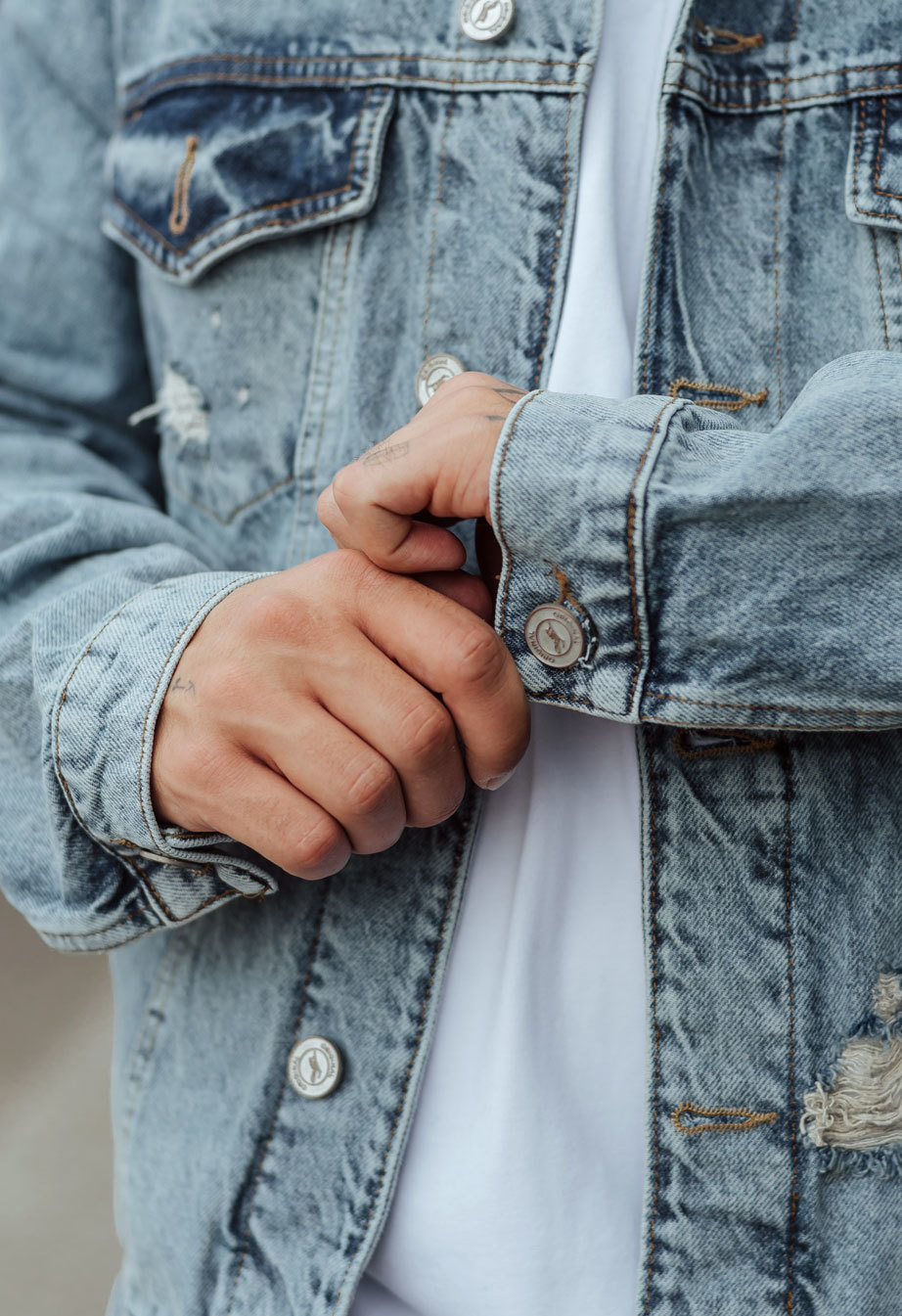 Jachetă din denim Staff 02 light blue