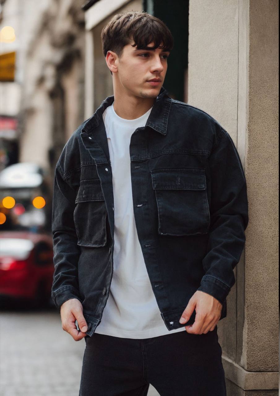 Jachetă din denim Staff 02 black oversize