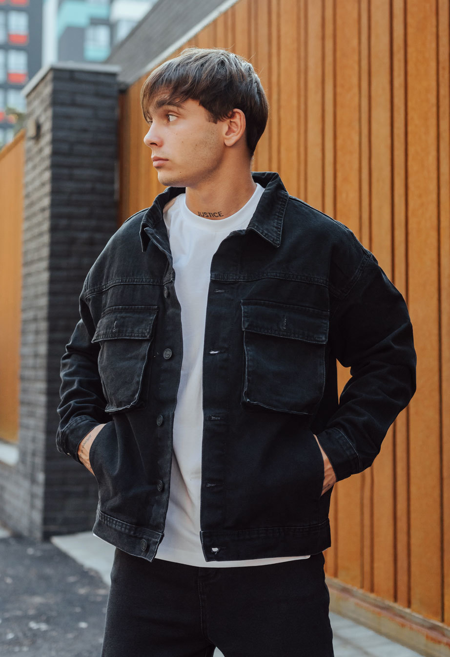 Jachetă din denim Staff 02 black oversize